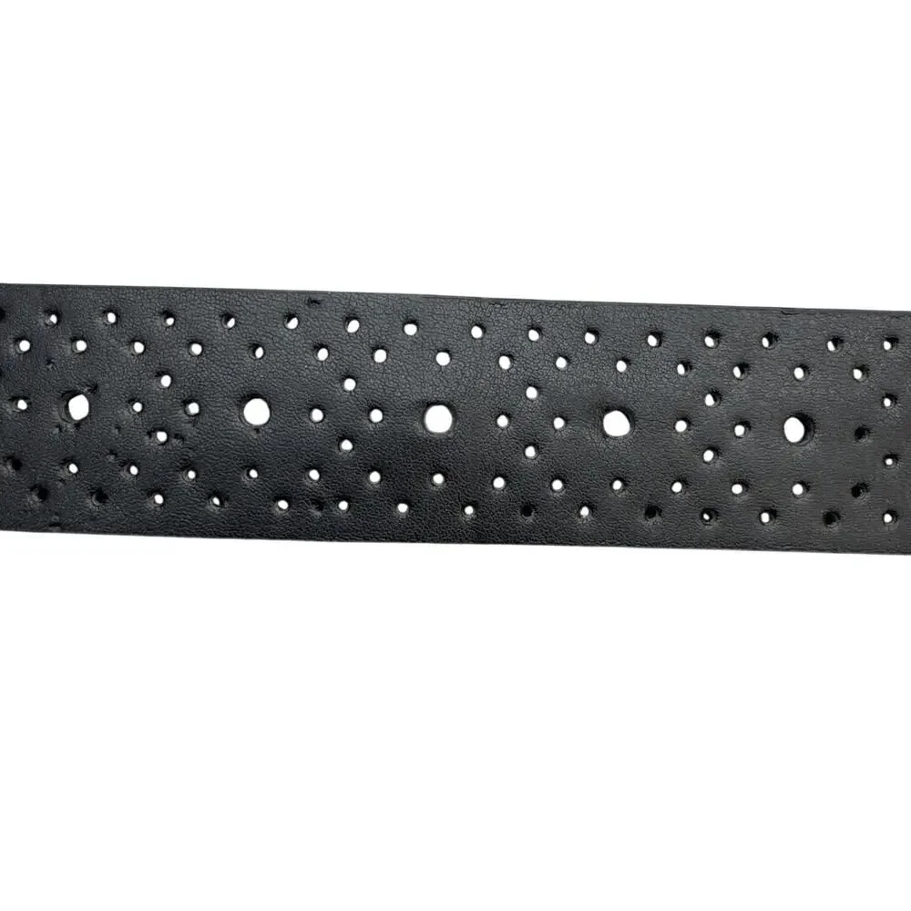 Nike Black Perforated Reversible Ultralight Brushed Nickel Buckle Golf Belt L